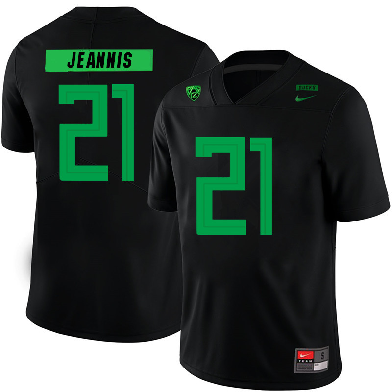 2019 Men #21 Tevin Jeannis Oregon Ducks College Football Jerseys Sale-Black - Click Image to Close